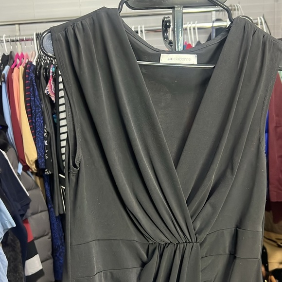 LIZ CLAIBORNE Black Dress Sleeveless Wrap Blouse V-Neck Formal Dress size Small - Picture 4 of 7